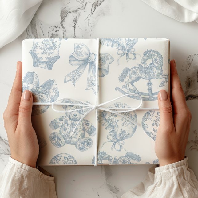 Papel De Regalo Niña azul de Jouy Vintage (Subido por el creador)