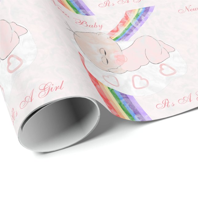 Papel De Regalo Niña bebé recién nacida (Esquina del rollo)