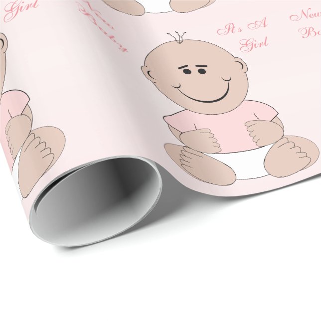 Papel De Regalo Niña bebé recién nacida bebé (Esquina del rollo)