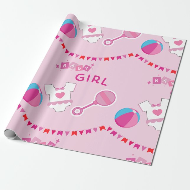 Papel De Regalo Niña bebé rosa (Desenrollado)