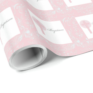 Papel De Regalo Niña de Encaje Rosa Bautizo