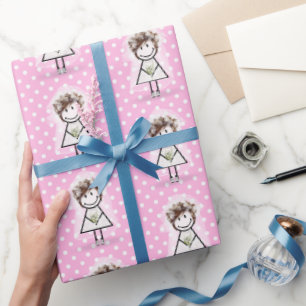Papel De Regalo Niña de novias en zapatillas de polka
