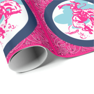 Papel De Regalo Niña De Rodeo Occidental En Caballo Maldito