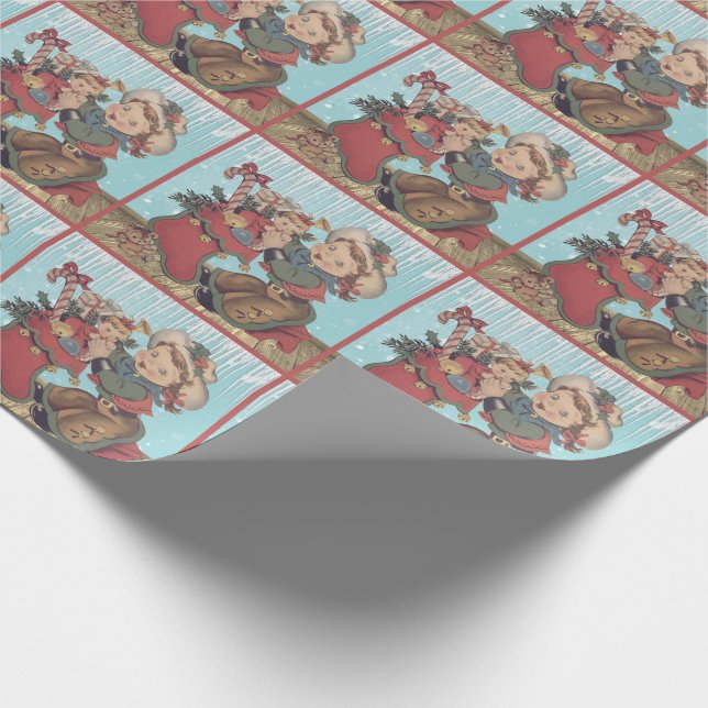 Papel De Regalo Niña de vaca occidental vieja y Navidades descansa (Esquina)