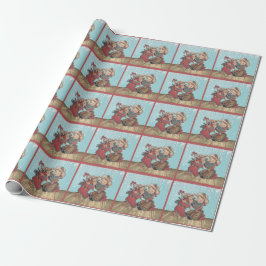 Papel De Regalo Niña de vaca occidental vieja y Navidades descansa