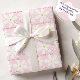 Papel De Regalo Niña Flor de Margarita (Rosa)