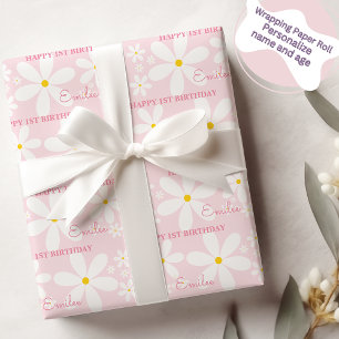 Papel De Regalo Niña Flor de Margarita (Rosa)