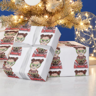 Papel De Regalo Niña linda y bulldog francés gafas a juego arte po