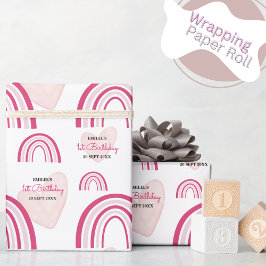 Papel De Regalo Niña Lluvia y Corazón (Rosa Caliente)