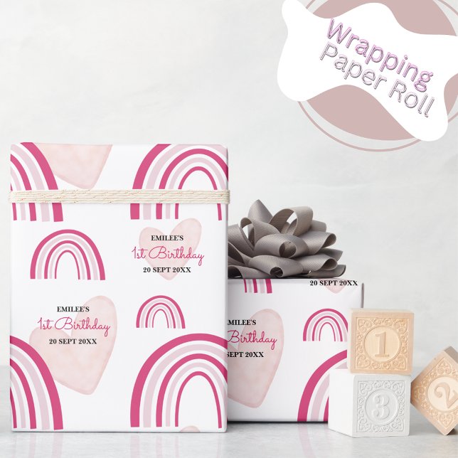 Papel De Regalo Niña Lluvia y Corazón (Rosa Caliente) (Subido por el creador)