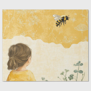 Papel De Regalo Niña observando un abejorro