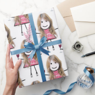 Papel De Regalo Niña Palo De Cumpleaños Con Vino