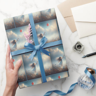 Papel De Regalo Niña pequeña con globo rojo