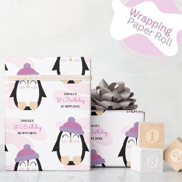 Papel De Regalo Niña Pingüino