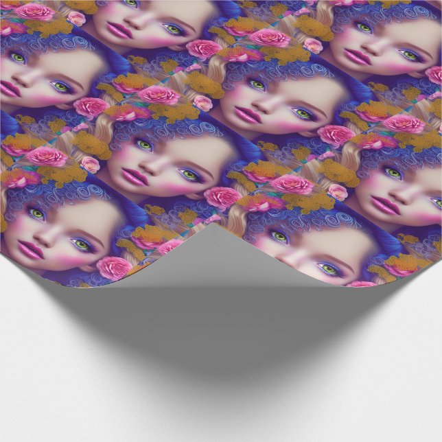 Papel De Regalo Niña princesa de flor inspirada en la cultura ucra (Esquina)