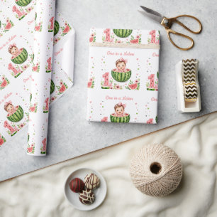 Papel De Regalo Niña Una en un Melón 1er. Cumpleaños