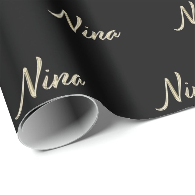 Papel De Regalo Nina white gold Handwriting Geschenkpapier (Esquina del rollo)