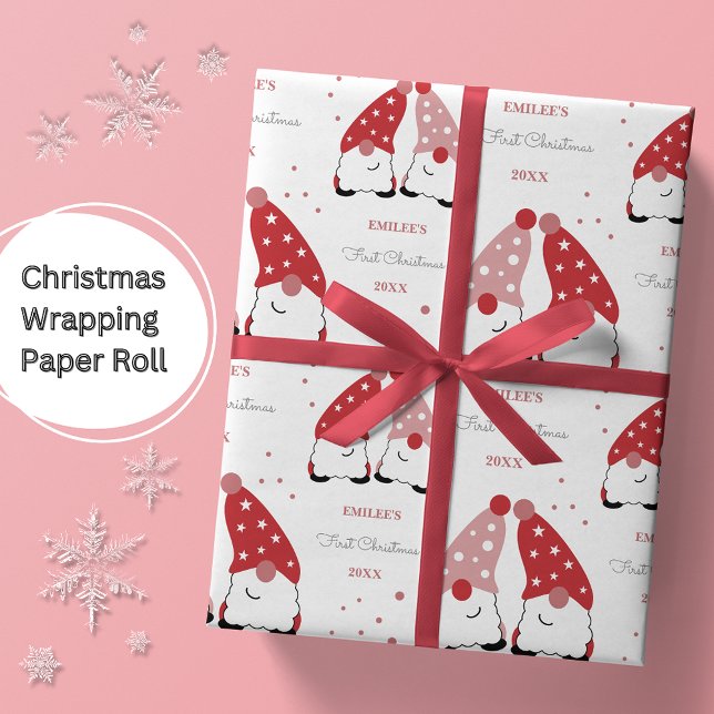 Papel De Regalo Niñas bebés Primeros juegos de Navidad Rosa Rojo (Subido por el creador)