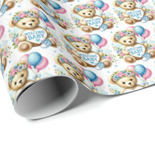 Papel De Regalo Niñas pequeñas y cortas dan la bienvenida a su beb