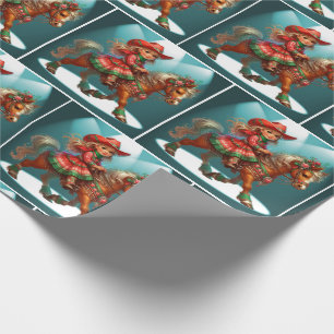 Papel De Regalo Niñita Con Navidades Vestidos En Caballo