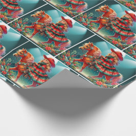 Papel De Regalo Niñita Con Navidades Vestidos En Caballo