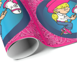 Papel De Regalo Niñita Personalizado Occidental En Caballo Palo