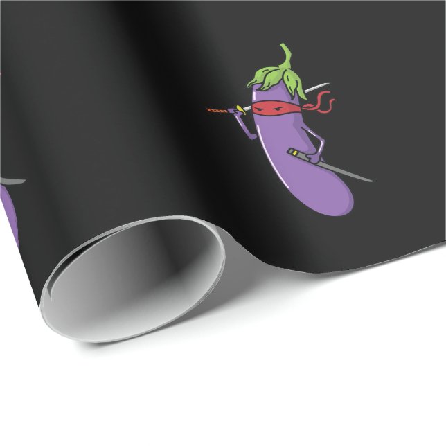Papel De Regalo Ninja Aubergine mit Schwert (Esquina del rollo)