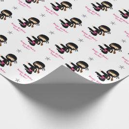 Papel De Regalo Ninja Gift Wrap Chica Pink Black Personalizado