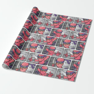 Papel De Regalo Ninja rosa personalizable