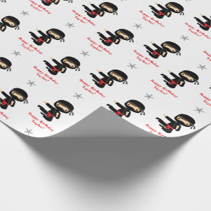 Papel De Regalo Ninja Wraping Paper Boy personalizado negro rojo