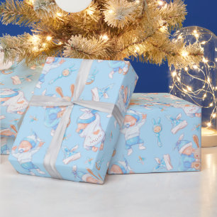 Papel De Regalo Niño abrazando conejo Te quiero mamá corazón