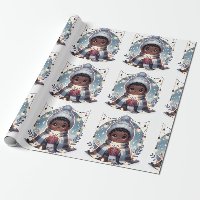 Papel De Regalo Niño acogedor en blanco - Navidades envolviendo pa (Desenrollado)