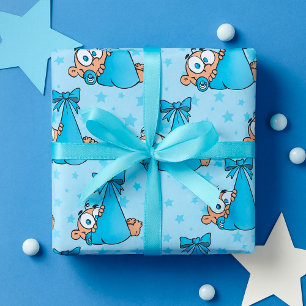 Papel De Regalo Niño Adorable con Pacificador en Sling