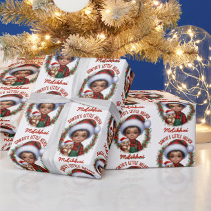 Papel De Regalo Niño afroamericano con Navidades de pipa