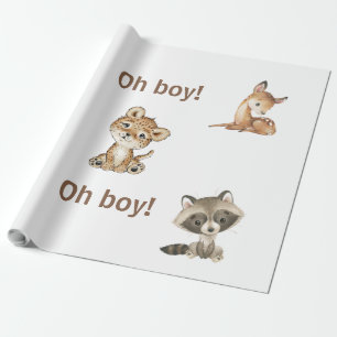 Papel De Regalo Niño Animal Oh Boy Baby Shower