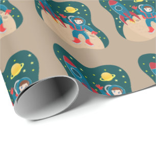 Papel De Regalo Niño astronauta en la fiesta de cumpleaños de la l