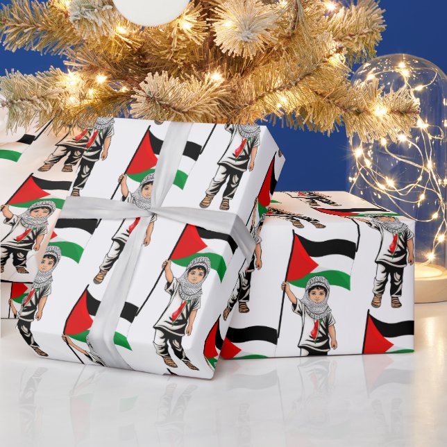 Papel De Regalo Niño con bandera palestina de Keffiyeh (Vacaciones)