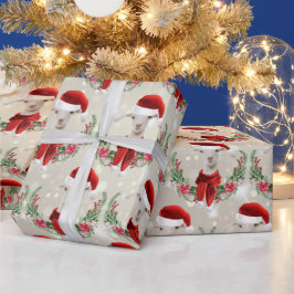 Papel De Regalo Niño de cabra de navidad en Santa Hat y Scarf Gold