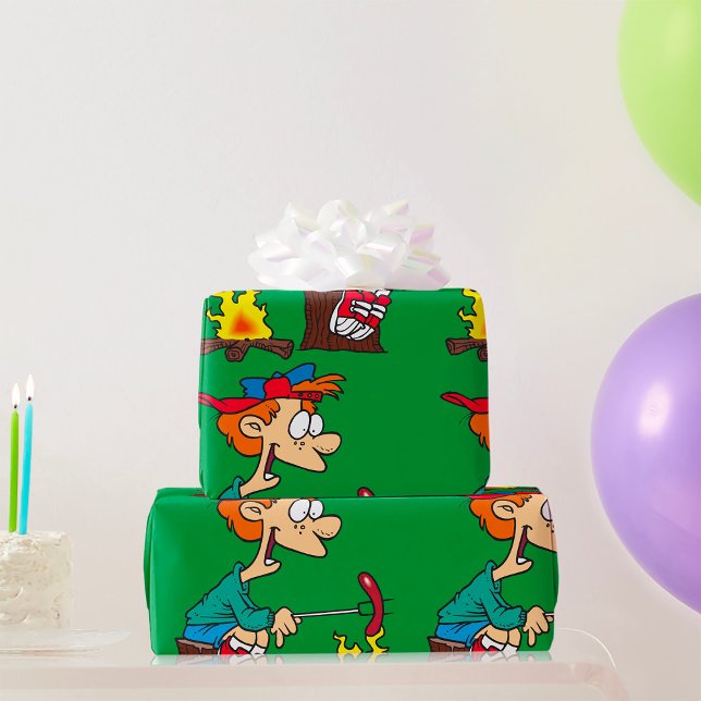Papel De Regalo Niño de campamento asando perro caliente (Subido por el creador)