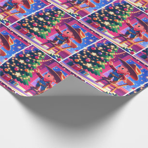 Papel De Regalo Niño De Vaca En La Silla Decorando Árbol De Navida