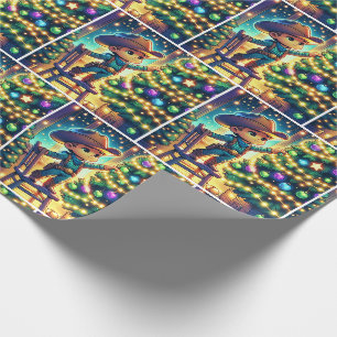 Papel De Regalo Niño De Vaca En La Silla Decorando Árbol De Navida