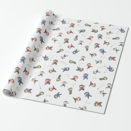 Papel De Regalo Niño guerrero pequeño Ninja fondo blanco
