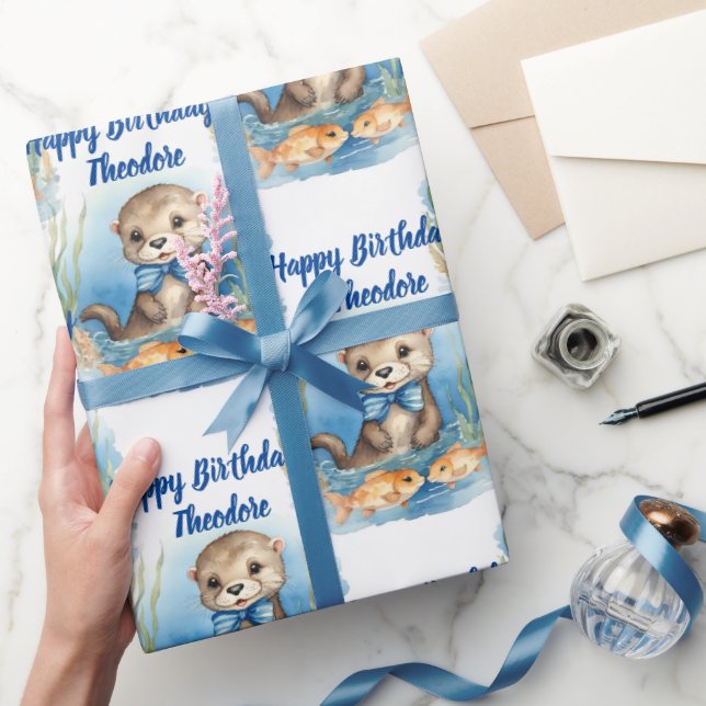 Papel De Regalo Niño Otter Personalizado (Regalar)
