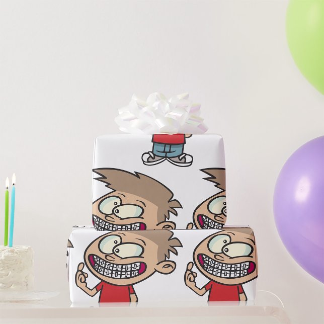 Papel De Regalo Niño Personalizado gracioso con braces sonríe (Subido por el creador)
