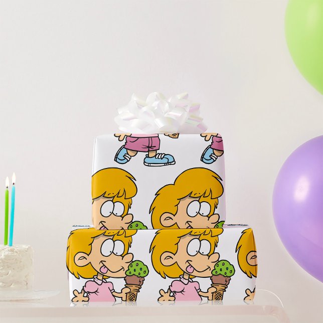 Papel De Regalo Niño Personalizado lindo comiendo helado (Subido por el creador)