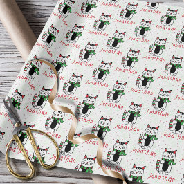 Papel De Regalo Niño Personalizado Personalizado de gato de Navida