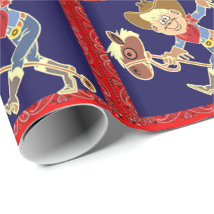 Papel De Regalo Niño Vaquero Occidental En Caballo Palo