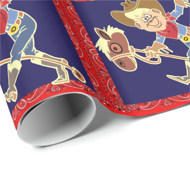 Papel De Regalo Niño Vaquero Occidental En Caballo Palo (Esquina del rollo)