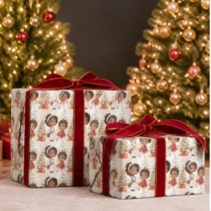 Papel De Regalo Niños afroamericanos Feliz Navidad