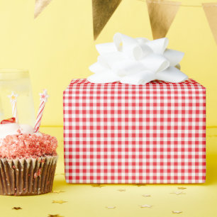 Papel De Regalo Niños Birthday Gingham Farm Red